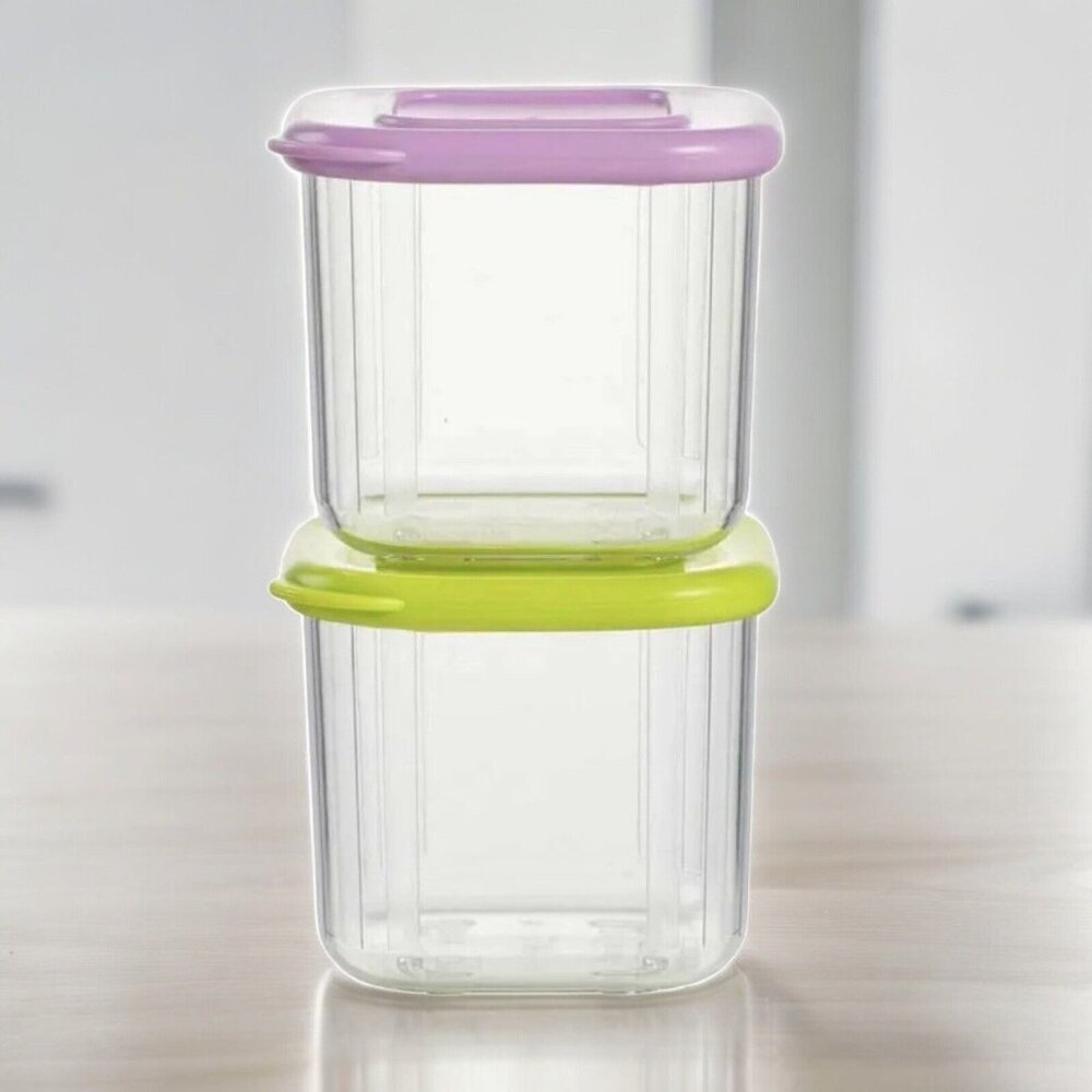 Tupperware Clear Mates Clearmates Mini Snack Container 2pc Set NEW Green Purple